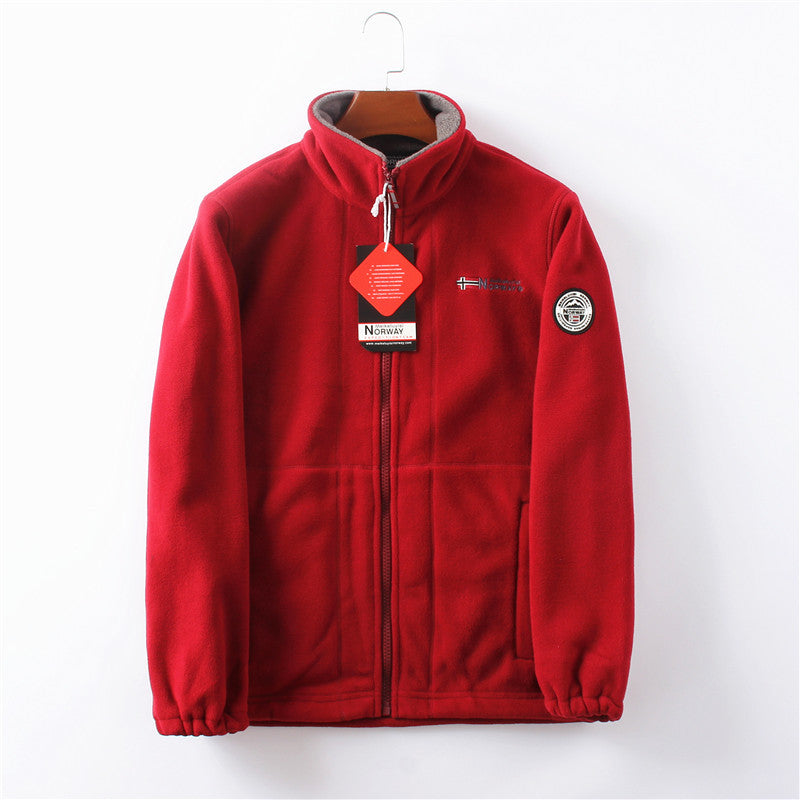 LAST DAY PROMOTION - 50%OFF🔥 Unisex Full Zip Stand Collar Reversible Fleece Coat